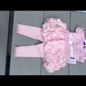 Girls 2T light pink rose dress with leggings